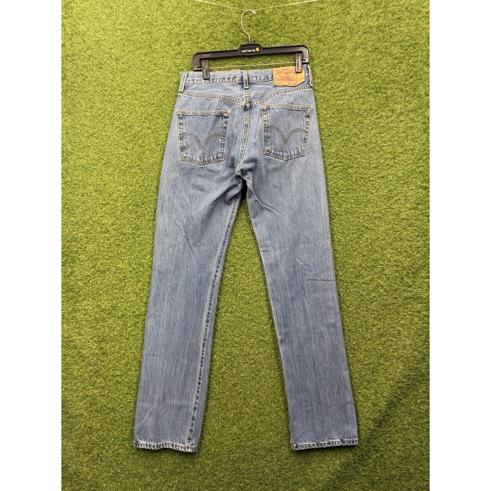 Levis 501 Jeans Mens 32x36 Blue Button Fly Denim Pants Stretch Distressed Faded